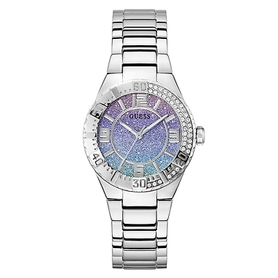 Guess Women's Silver Tone Crystal Sangria Watch