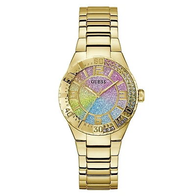 Guess Women's Gold Tone Crystal Sangria Watch