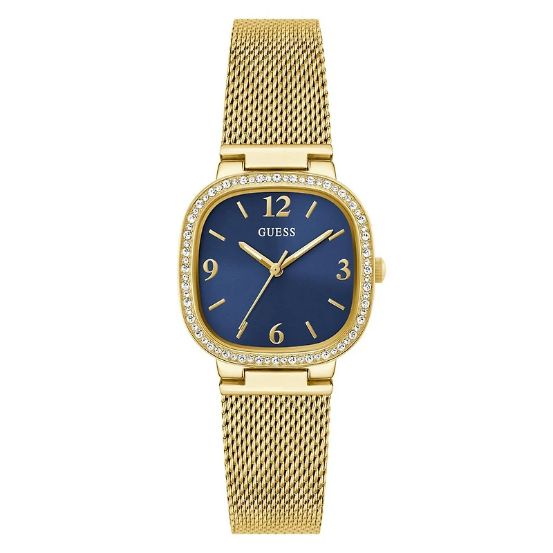 Guess Women's Gold Tone Crystal Tapestry Watch