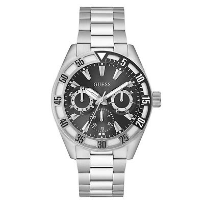 Guess Men's Silver Tone Letterman Watch