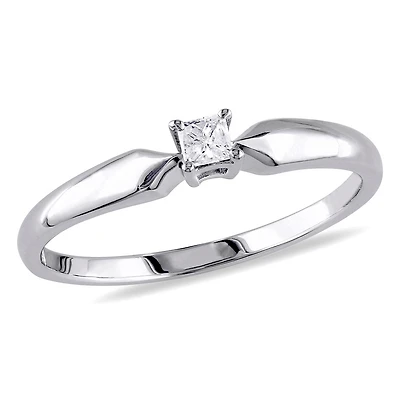 Julianna B 0.10CT Princess Cut Diamond Solitaire Ring Sterling Silver