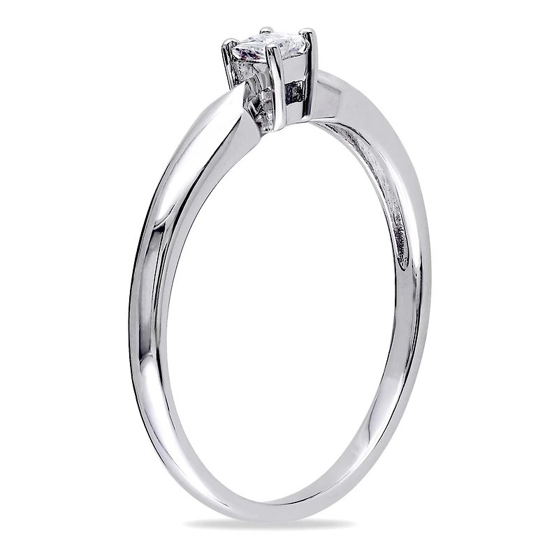 Julianna B 0.10CT Princess Cut Diamond Solitaire Ring Sterling Silver
