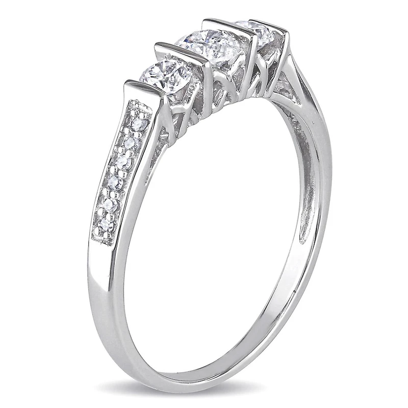 Julianna B 0.52CTW Diamond Three Stone Ring 10K White Gold