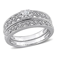 Julianna B 0.10CTW Diamond Bridal Set Sterling Silver