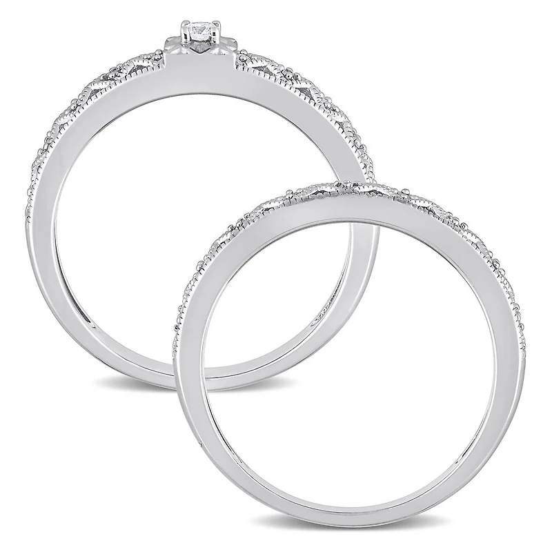 Julianna B 0.10CTW Diamond Bridal Set Sterling Silver