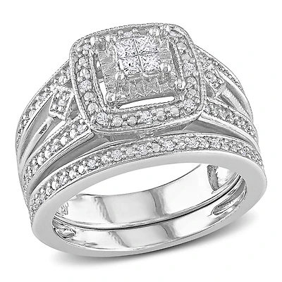 Julianna B 0.24CTW Diamond Bridal Set Sterling Silver