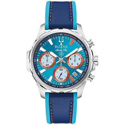 Bulova Men's Silver-Tone Blue E1 Team Miami Marine Star Watch