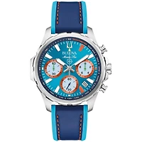 Bulova Men's Silver-Tone Blue E1 Team Miami Marine Star Watch