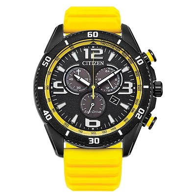 Citizen Men's Black Brycen Yellow Silicone Strap Eco-Drive Watch