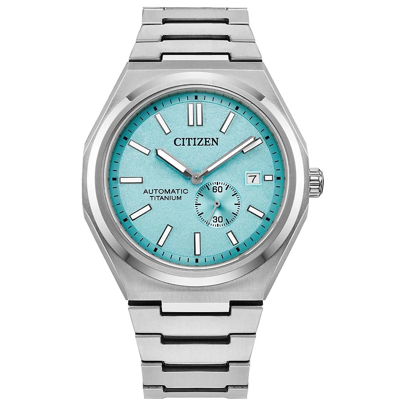 Citizen Men's Silver-Tone Light Blue Zenshin Mechanical Super Titanium Watch