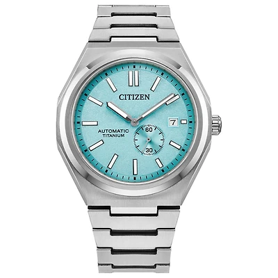 Citizen Men's Silver-Tone Light Blue Zenshin Mechanical Super Titanium Watch