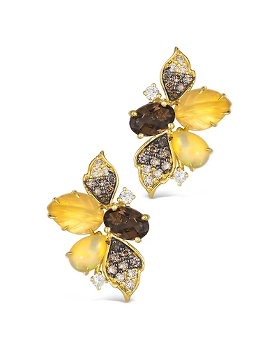 Le Vian 14K Yellow Gold Brown Citrine & Quartz Diamonds Earrings