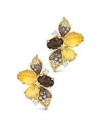 Le Vian 14K Yellow Gold Brown Citrine & Quartz Diamonds Earrings
