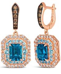 Le Vian 14K Rose Gold Deep Sea Blue Topaz Diamonds Earrings