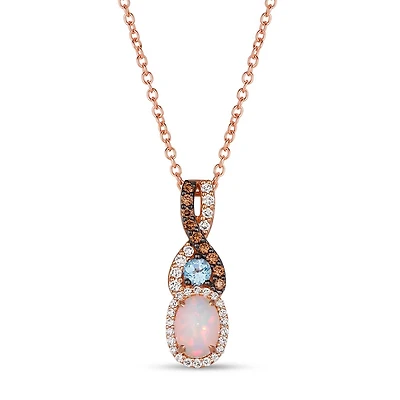 Le Vian 14K Rose Gold Neopolitan Opal & Blue Topaz Diamonds Pendant