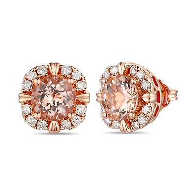 Le Vian 14K Rose Gold Peach Morganite Diamonds Earrings