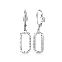 ELLE "Allure" Rhodium Plated Cubic Zirconia Halo Dangle Earrings