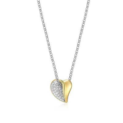 ELLE "Amour" Two-Tone Plated Cubic Zirconia Heart Pendant