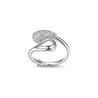ELLE "Raindrop" Rhodium Plated Cubic Zirconia & Polish Pear Shape Ring