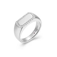 ELLE "Allure" Rhodium Plated High Polish Cubic Zirconia Halo ID Ring