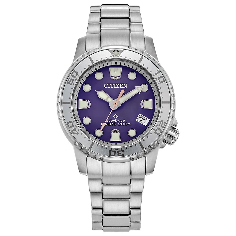 Citizen Ladies' Silver-Tone Purple Promaster Dive Watch