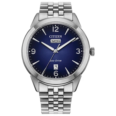 Citizen Men's Silver-Tone Blue Rolan Eco-Drive Watch