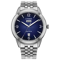 Citizen Men's Silver-Tone Blue Rolan Eco-Drive Watch