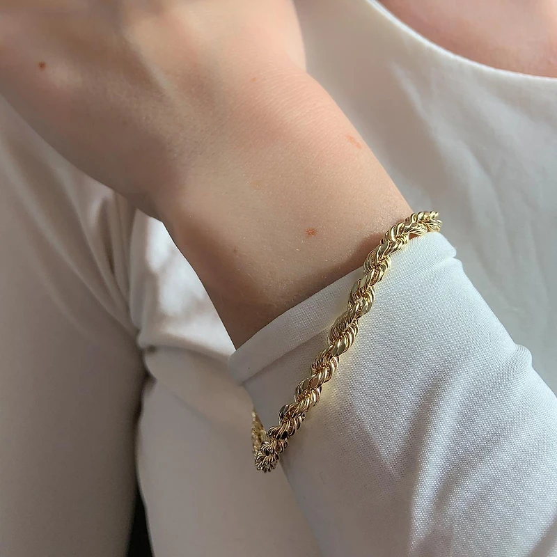 Julianna B 10K Yellow Gold 5mm Rope Link 7.5" Bracelet