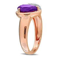 Julianna B 10K Rose Gold African Amethyst & Diamond Heart Ring