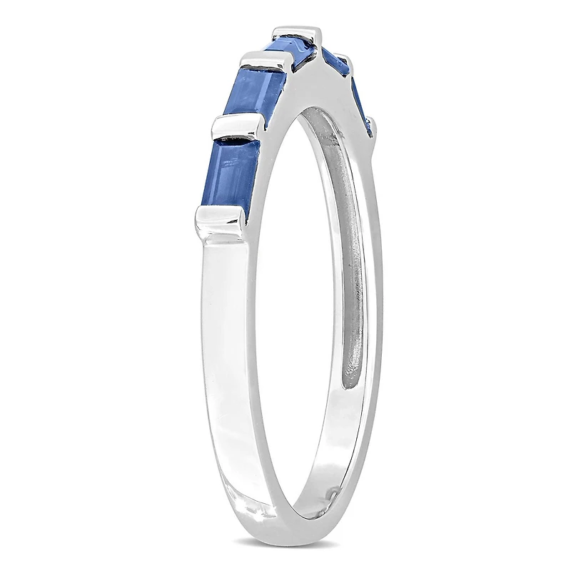 Julianna B 10K White Gold Baguette-Cut Blue Sapphire & Diamond Anniversary Band