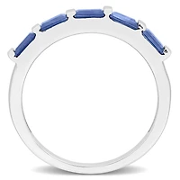 Julianna B 10K White Gold Baguette-Cut Blue Sapphire & Diamond Anniversary Band