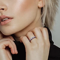 Julianna B 10K White Gold Baguette-Cut Blue Sapphire & Diamond Anniversary Band