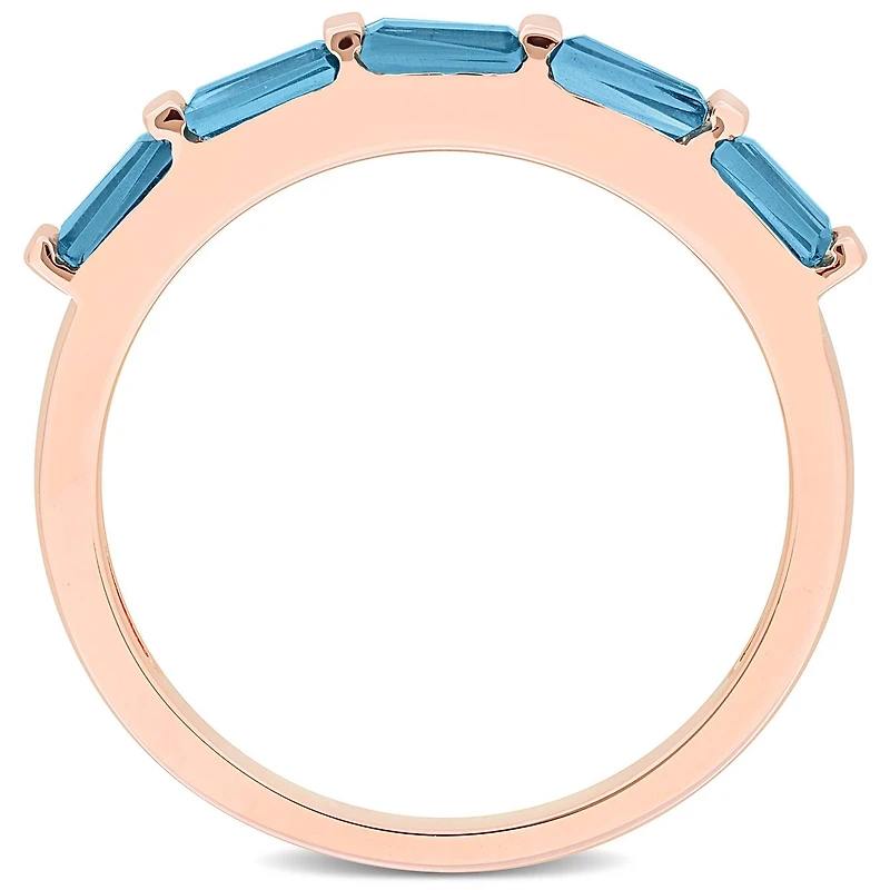 Julianna B 10K Rose Gold London Blue Topaz Semi-Eternity Ring