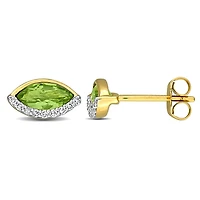 Julianna B 14K Yellow Gold Peridot & Diamond Stud Earrings