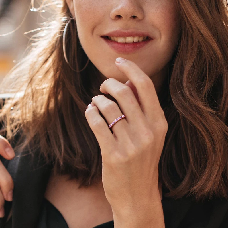 Julianna B 10K Rose Gold Baguette-Cut Rose de France Band