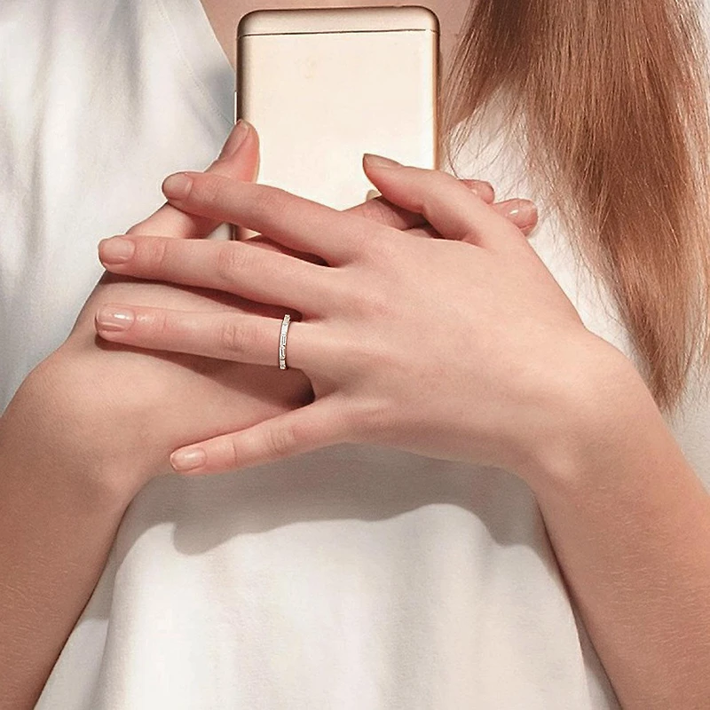 Julianna B 10K White Gold Baguette-Cut White Sapphire Anniversary Band