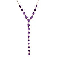 Julianna B Rose Plated Sterling Silver Amethyst 18+2" Lariat Necklace