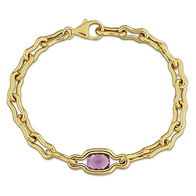 Julianna B Yellow Plated Sterling Silver Amethyst 7.25" Link Bracelet