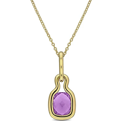 Julianna B Yellow Plated Sterling Silver Amethyst 17" Pendant with Chain