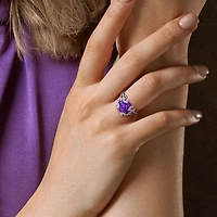 Julianna B Sterling Silver Amethyst and White Topaz Cocktail Ring
