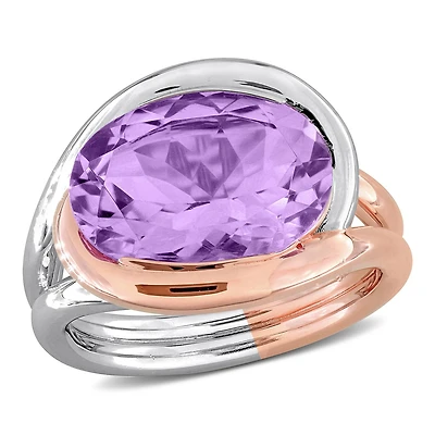 Julianna B Two-Tone Sterling Silver Pink Amethyst Swirl Ring