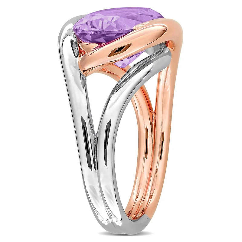 Julianna B Two-Tone Sterling Silver Pink Amethyst Swirl Ring