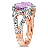 Julianna B Rose Plated Sterling Silver Amethyst & Created White Sapphire Ring