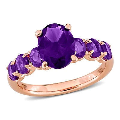 Julianna B Rose Plated Sterling Silver African Amethyst Ring