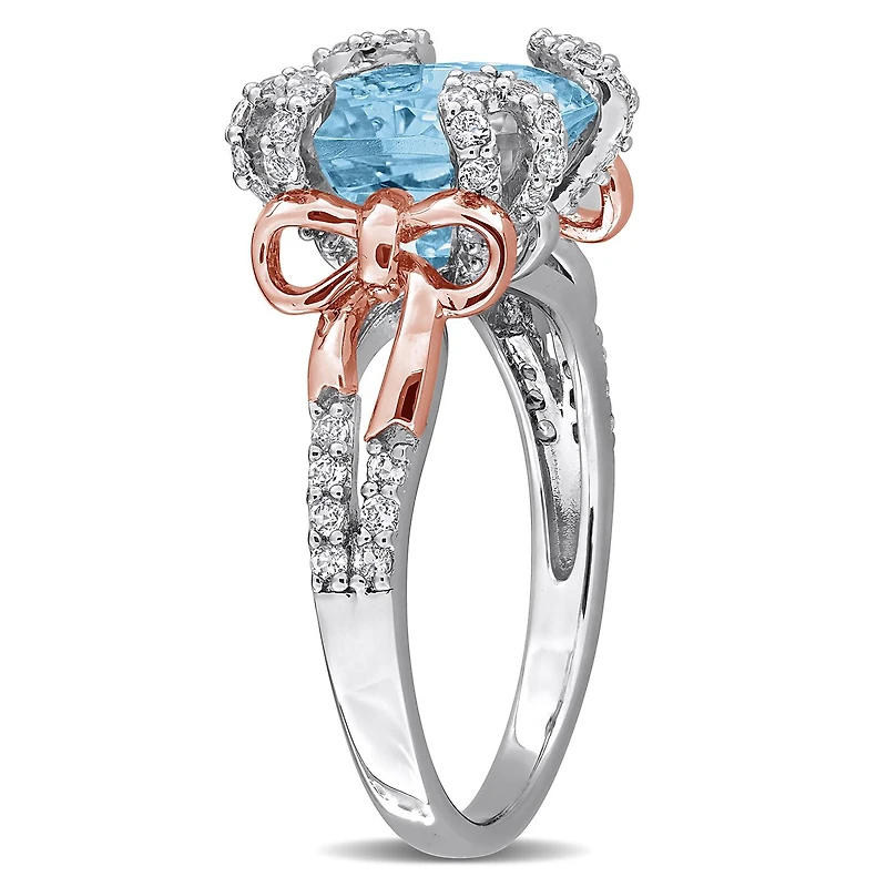 Julianna B Two-Tone Sterling Silver Sky Blue and White Topaz Cocktail Ring