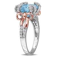 Julianna B Two-Tone Sterling Silver Sky Blue and White Topaz Cocktail Ring