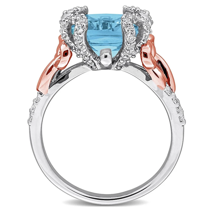 Julianna B Two-Tone Sterling Silver Sky Blue and White Topaz Cocktail Ring