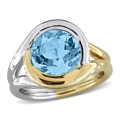 Julianna B Two-Tone Sterling Silver Sky Blue Topaz Swirl Ring