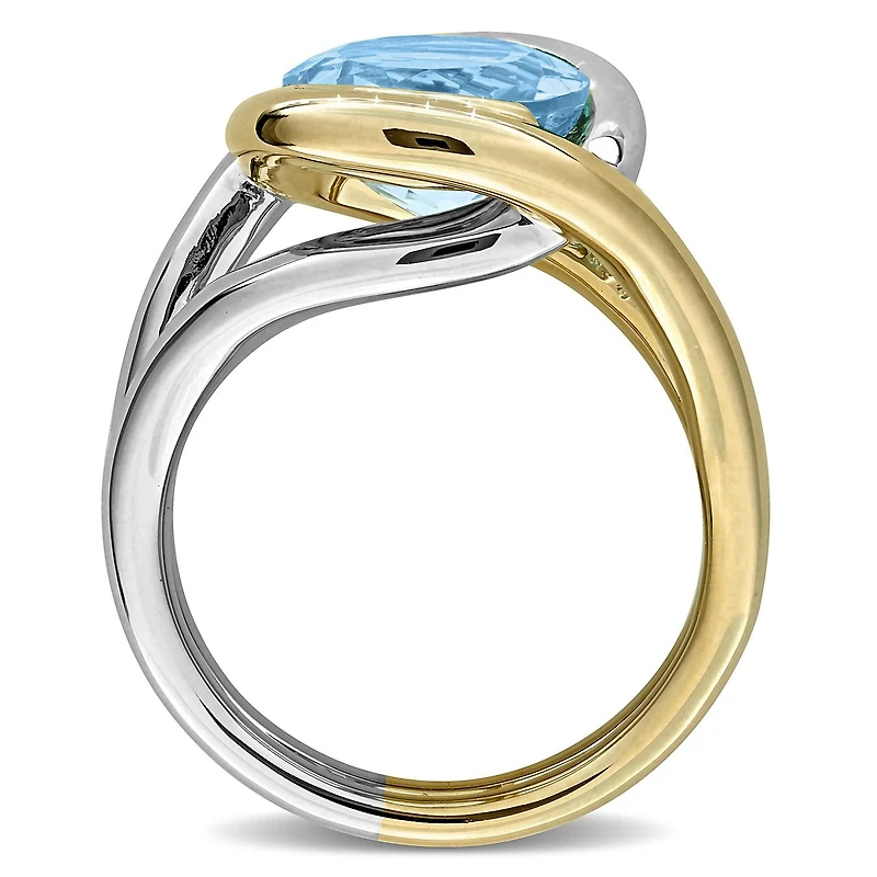 Julianna B Two-Tone Sterling Silver Sky Blue Topaz Swirl Ring