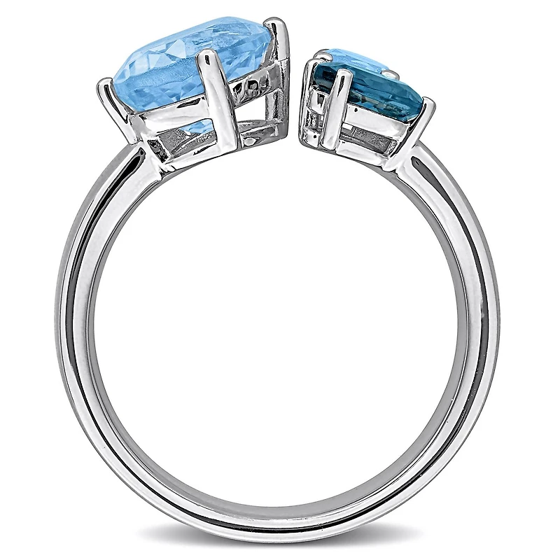 Julianna B Sterling Silver Sky, London & Swiss Blue Topaz 3-Stone Open Ring